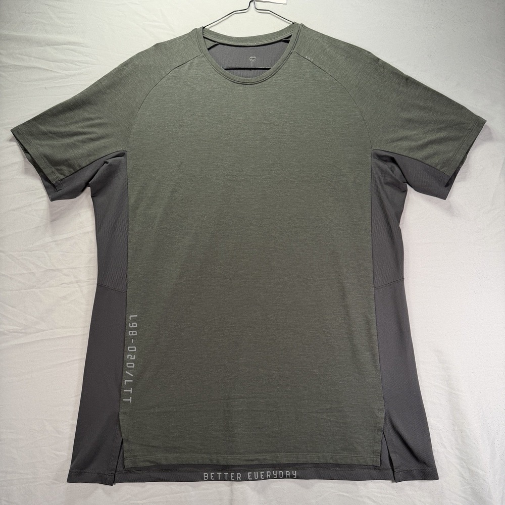 Lululemon Shirt Mens 2XL Green Short Sleeve All Terrain Stretch Green Training